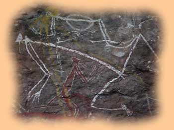 Arte aborigena su pietra - alcuni graffiti risalgono a più di 20,000 anni fa - sono antichi come i graffiti rupestri dell'era paleolitica del sud dell'Europa
